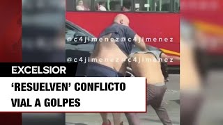 Arreglan conflicto vial a ‘puño limpio’… y todo por un cerrón en CDMX [upl. by Wende]