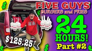 ❤️❤️ Eating at Five Guys Burger amp Fries 🍔 for 24 HOURS Stealth Camping 🍔 Part 2 [upl. by Addam]