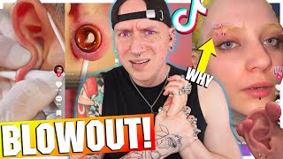 Ear Stretching BLOWOUT that DESTROYED His Ear  New TikTok Piercing Fails  Roly [upl. by Yatnohs]