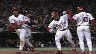 1993 NLCS Gm6 Hollins hits tworun shot off Maddux [upl. by Tacye52]