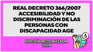 Real Decreto 3662007 accesibilidad y no discriminación de las personas con discapacidad [upl. by Iarahs753]