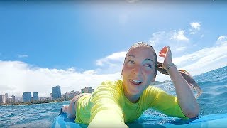 WAIKIKI VLOG first time surfing shopping  sunrise [upl. by Swor406]