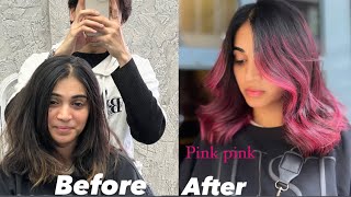 How to do pink haircolour tutorialhair transformation brown to pink transformation [upl. by Rubina335]