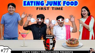 EATING JUNK FOOD First Time  Comedy Challenge  Ruchi and Piyush [upl. by Silvan]