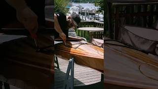 PERFECT finish on the wood kayak  buffing and polishing [upl. by Eylrahc]