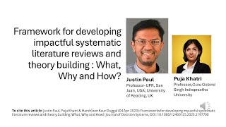 Framework for developing impactful systematic literature reviews and theory building [upl. by Vitkun]