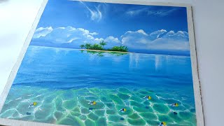 Tropical paradise🏝🐠 acrylicpaintingrealisticoaintingpaintingtutorialasmrAcrylgemälde107 [upl. by Nonnelg705]