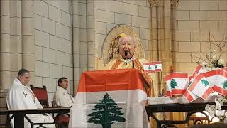 Homélie en Fr DIMANCHE ANNONCE MARIE et Fête Liban Mgr Boulos Mattar Cathédrale NDL Paris 2019 à 11h [upl. by Alda]