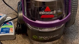 Cleaning Couch w BISSELL SpotClean Pet Pro Portable Carpet Cleaner 2458 [upl. by Swehttam]