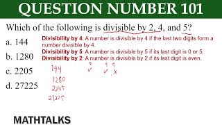 Which of the following is divisible by 2 4 and 5a 144b 1280c 2205d 27225civilserviceexam [upl. by Cran]