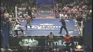 CMLL 260609 Místico La Sombra Volador Jr VS Mr Niebla Felino Negro Casas 23 [upl. by Lunseth]