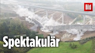 A45 Sprengung der 340 Meter langen Autobahnbrücke bei Siegen [upl. by Eirrek]