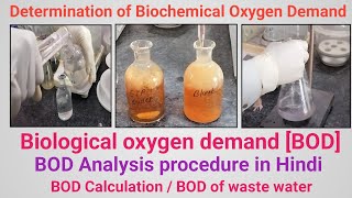 Determination of Biochemical Oxygen Demand BOD part1  BOD Analysis procedure in Hindi  BOD [upl. by Odama]