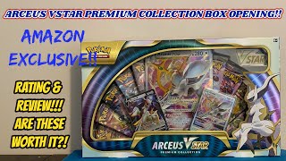 INSANE PULLS NEW Arceus VSTAR Premium Collection AMAZON EXCLUSIVE Box Opening  Rating amp Review [upl. by Irmina]