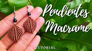 ARETES HOJA🍂 PENDIENTES en MACRAME  Como TEJER PENDIENTES en HILO [upl. by Ecirtel]