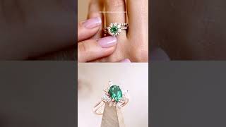 CUSTOM MADE Vintage Style GreenTeal Sapphire amp Diamond Ring 💍 [upl. by Ellered]