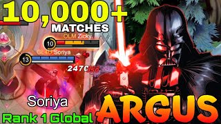 Argus Insane 10000 Matches  Top 1 Global Argus by Soriya  Mobile Legends [upl. by Ahdar]