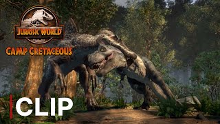 Spinosaurus Takes Down BigE  JURASSIC WORLD CAMP CRETACEOUS  NETFLIX [upl. by Adlare]