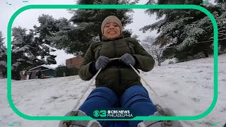 Kids in Bala Cynwyd celebrate snow day with sledding [upl. by Etirugram]