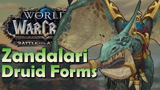 Zandalari Troll Druid Forms  In Game Preview  Battle for Azeroth [upl. by Ranchod]