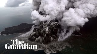 Anak Krakatau volcano erupts before and after tsunami [upl. by Vincenta]