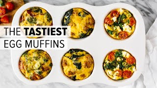 EGG MUFFINS 3 WAYS  healthy breakfast meal prep recipe [upl. by Acnaib919]