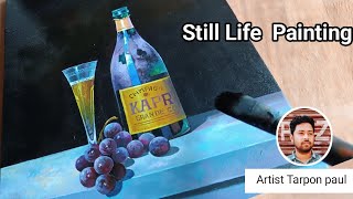 still life acrylic painting tutorial on canvas  still life painting techniques [upl. by Child]