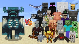 Warden vs Every mob in Minecraft Bedrock Edition  Minecraft 119 Warden vs All Mobs [upl. by Tressia]