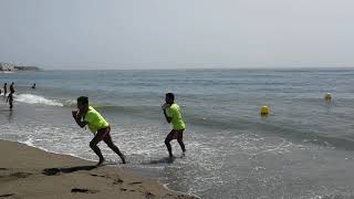 SIMULACRO de salvamento con CARRETE DE RESCATE en Playas de Mijas 2018 [upl. by Lehcar]