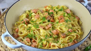 Pasta con salmón ahumado sin lactosa  Tagliatelle [upl. by Eineg391]