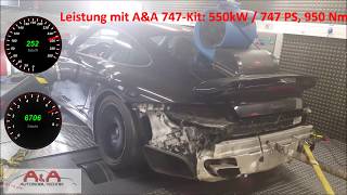 Porsche 911 997 Turbo MK2 Tuning Stage 4 to 747PS Dyno Run  aatuningde [upl. by Modeerf157]