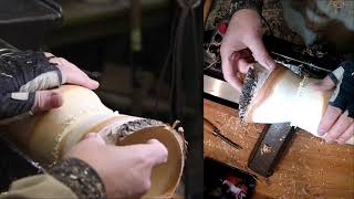 Woodturning a Goblet a cup a vase in Green wood [upl. by Erasmo]