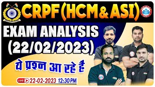 CRPF HCM Exam Analysis  CRPF HCM ASI Paper Analysis 22 Feb  CRPF HCM Expected Questions [upl. by Richma]