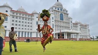 Rakesh Bonam At Telangana Secretariat Bonalu 2024  Rakesh Anna Bonam Dance  Hyderabad Bonalu 2024 [upl. by Eanehs]