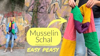 EASYPEASY ✂️ Schal aus Musselin nähen Nähen für Anfänger kostenlose Anleitung [upl. by Eckardt514]