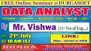 DATA ANALYST FREE Seminar Online Training  DURGASOFT [upl. by Yrtnahc]