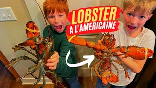 🇫🇷 American Kids Try Lobster Homard a lAmericaine  Food 150 of 1000 [upl. by Nylssej391]