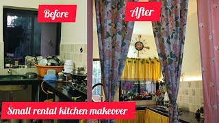 Indian small rental Non modular kitchen makeover video ✨😍meesho home decor ideas [upl. by Anitteb195]