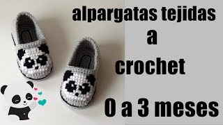 alpargatas tejidas a crochet  diseño pandabordado  punto de cruz [upl. by Suilenrac]