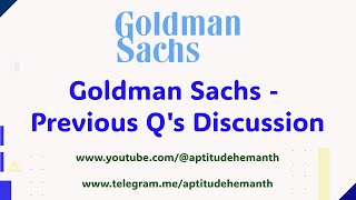 Goldman Sachs  Previous Qs  Round 1 [upl. by Gipsy]