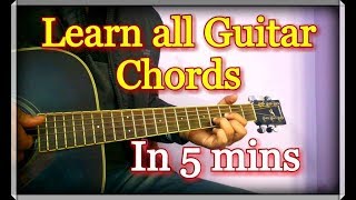 Learn All Guitar Chords in 5 minutes  Hindi Explanation [upl. by Llenoj]