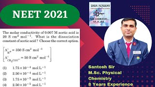 The molar conductivity of 0007M acetic acid is 20Scm 2 mol −1What is the dissociation constant of [upl. by Notsuoh]