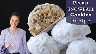 PECAN SNOWBALL COOKIES RECIPE Easy Christmas snowballs full of pecan goodness [upl. by Cahan601]