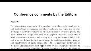 Conference comments by the Editors [upl. by Sirah]