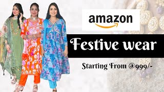 Amazon festive wear  Amazon Kurta suit set haul starting from  999 [upl. by Scoter]