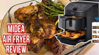 MIDEA AIR FRYER REVIEW  DUAL BASKET  WIFI AIR FRYER  AIR FRIED CHICKEN AND ASPARAGUS [upl. by Jabon883]