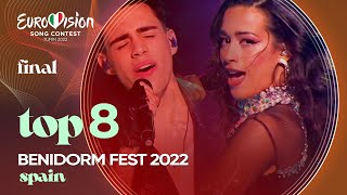 Benidorm Fest 2022 My Top 8  FINAL  Spain 🇪🇸  Eurovision 2022 [upl. by Keeryt840]