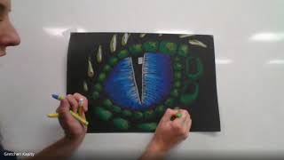 Drawing a Dragon Eye with Crayola Oil Pastels [upl. by Anatlus]