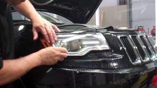 Auto Shield Columbia performs a Paint Protection Film install on a Grand Cherokee headlamp [upl. by Willa]