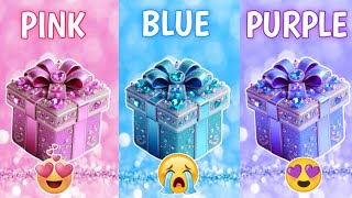 Choose your Gift 🎁💕💙💜 3 gift box challenge 2 good 1 badPink Blue amp Purple giftboxchallenge [upl. by Soloman]